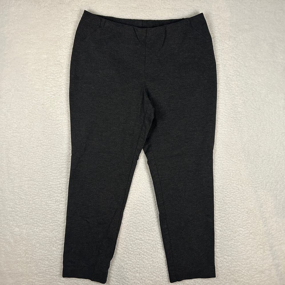J Jill Womens Size L Ponte Slim Leg Pull On Pants Casual Classic Dress Dark Gray